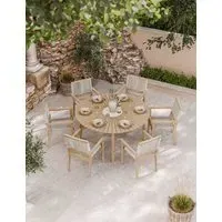 Roma 6-Seater Round Garden Dining Set - Natural Mix, Acacia alternate view