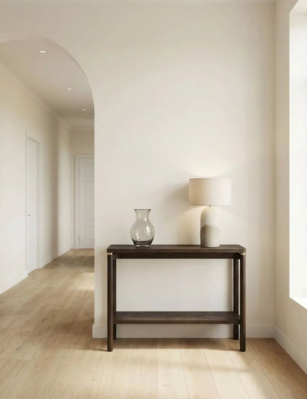 Arka Console Table with Shelf - Natural, Oak Veneer product