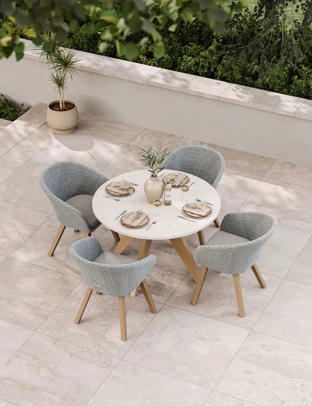 Astral 4-Seater Round Dining Set - Grey Mix product