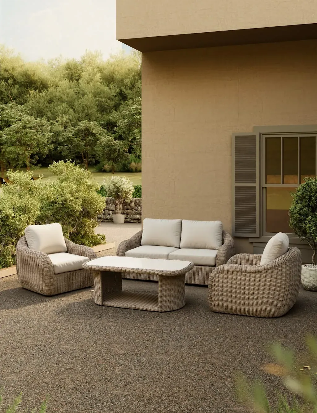 Bora 4-Seater Rattan Lounge Set - Beige product