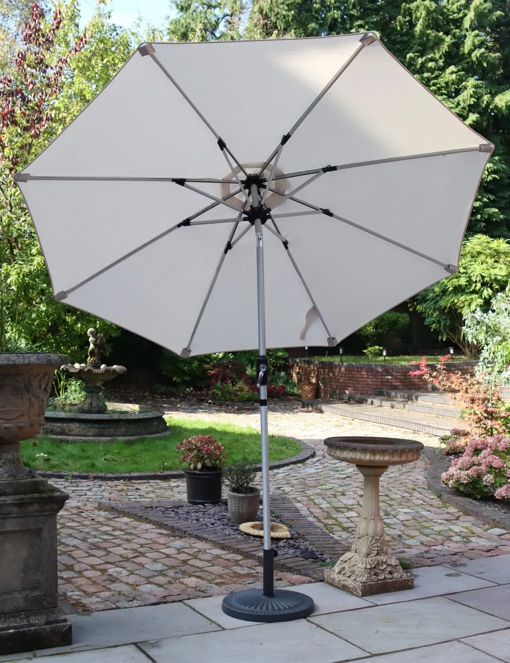 Crank and Tilt LED Strip Parasol - Ivory, Aluminium product