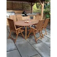 Ellipse Manhattan 6-Seater Dining Set - Natural, Acacia Wood alternate view