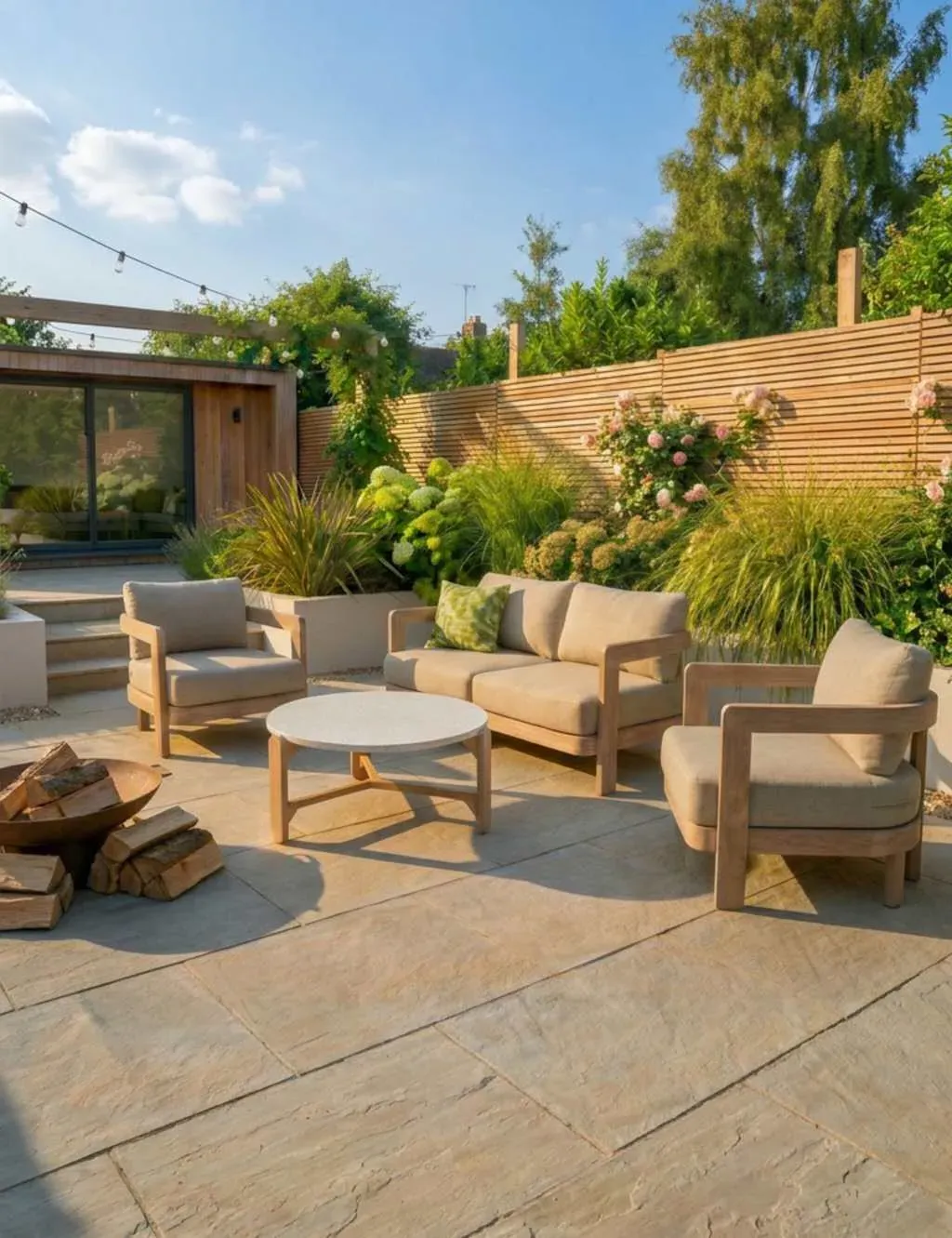 Evora 4-Seater Garden Lounge Set - Natural, Acacia Wood product