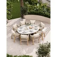Jupiter Ellipse 8-Seater Dining Set - Cream Mix alternate view