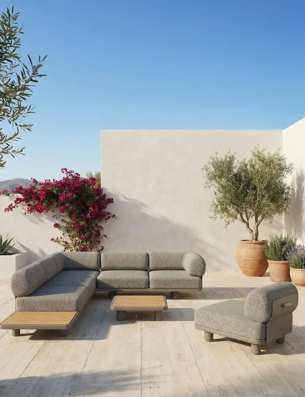 Leox Modular 5-Seater Garden Corner Sofa Set - Light Brown product