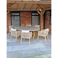 Luna Ellipse Concrete Table & 6 Roma Chairs - Natural alternate view