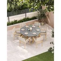 Luna & Roma 6-Seater Round Dining Set with Stacking Chairs - Cream Mix alternate view