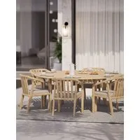 Maris 6-Seater Round Dining Set - Natural, Acacia Wood alternate view