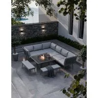 Mayfair Fire Pit Corner Lounging Set with 2 Benches - Grey alternate view