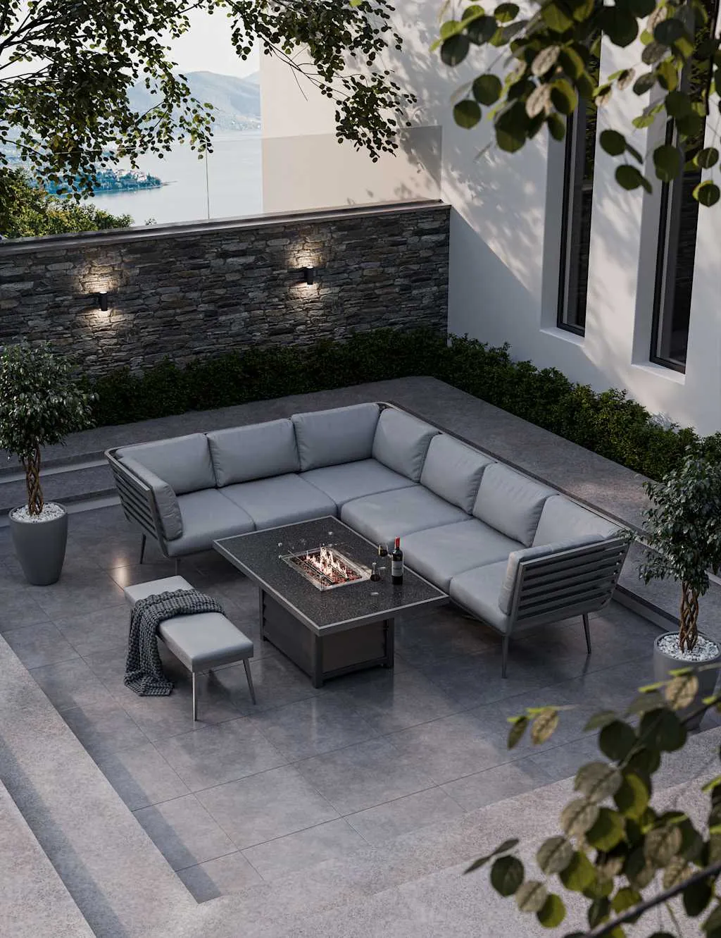 Mayfair Garden Firepit Lounge Set - Grey, Aluminium product