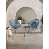 Monaco Rattan Bistro Table and 2 Chairs - Blue alternate view