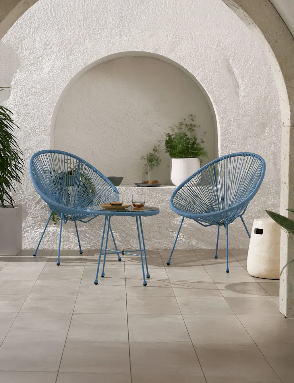 Monaco Rattan Bistro Table and 2 Chairs - Blue product