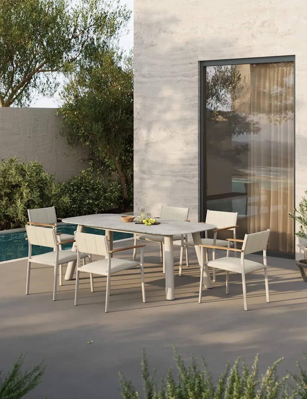 Nexo 6-Seater Dining Table and Chairs - Light Cream product