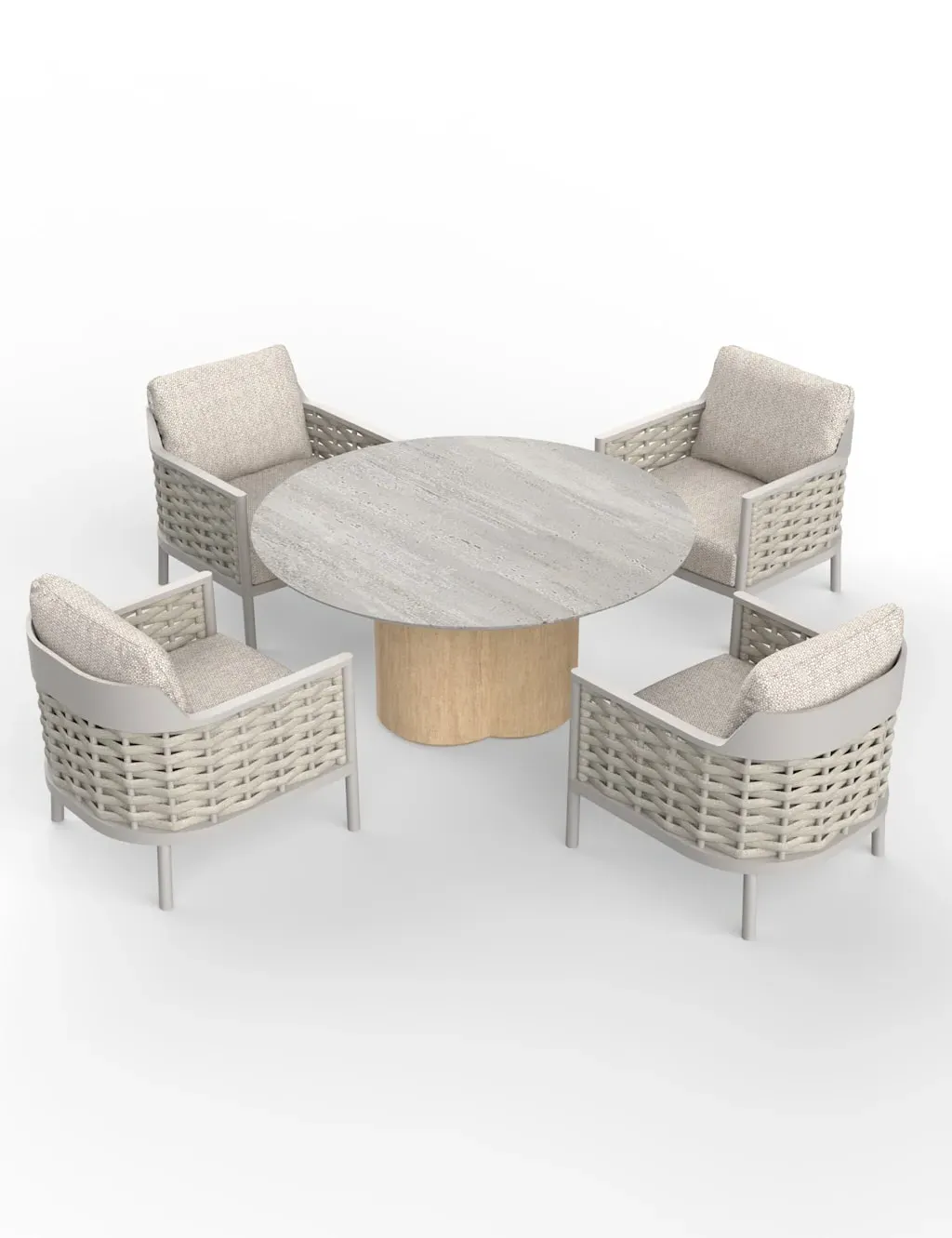 Olma Round Dining Table and 4 Armchairs Set - Grey product