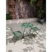 Padstow Folding 2-Seater Bistro Set - Green, Steel alternate view