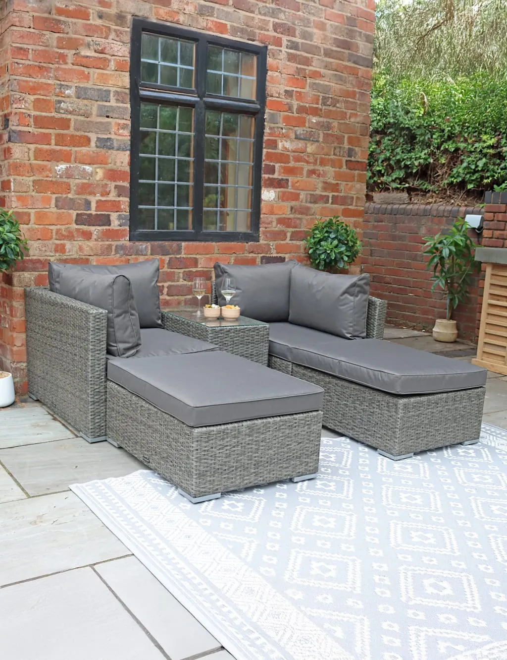 Paris 4-Seater Garden Lounge Set - Grey, Rattan product