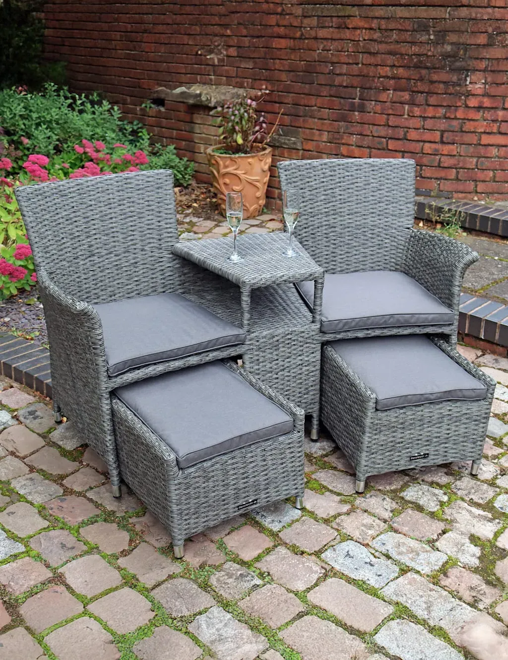 Paris Companion Chairs with Table - Grey, Aluminium product
