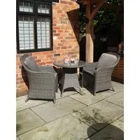 Paris Imperial 2-Seater Bistro Set - Grey, Rattan alternate view