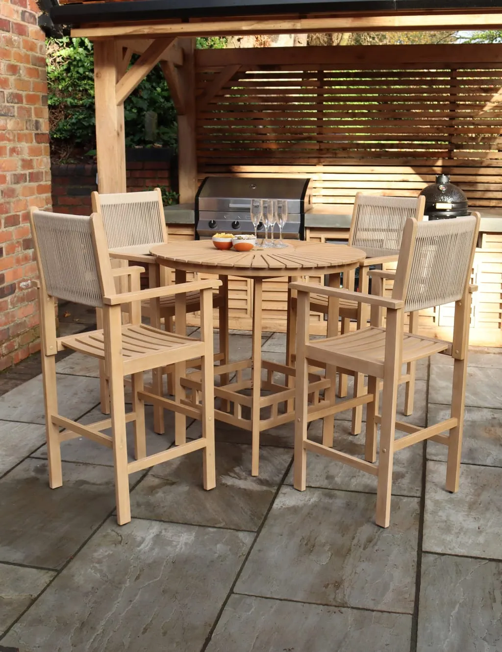 Roma 4-Seater Garden Bar Set - Beige, Rattan Rope product