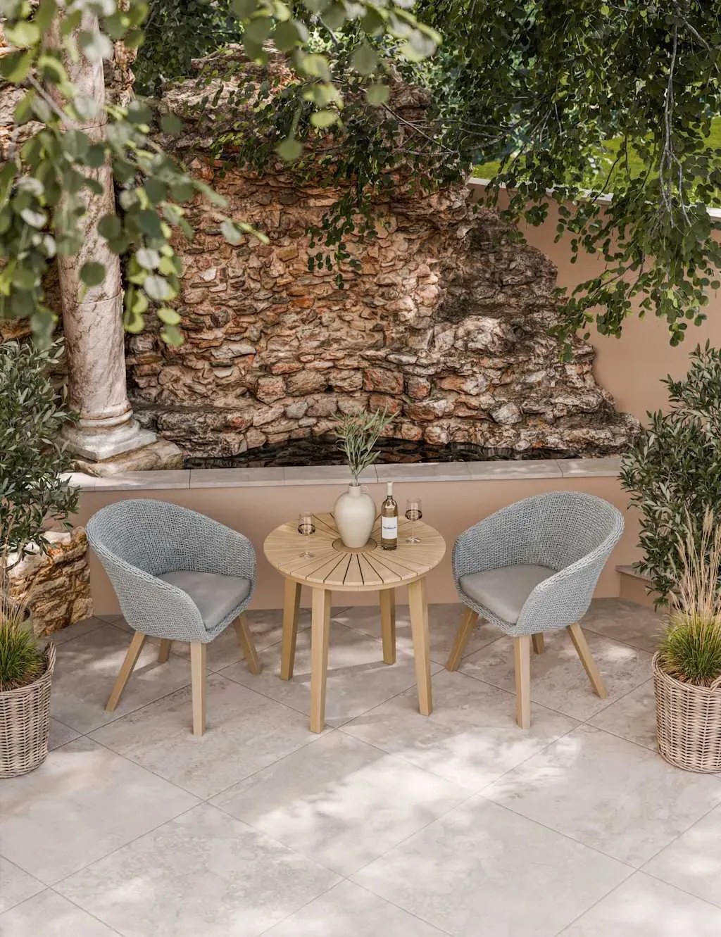 Roma Sol Round Bistro Set - Grey Mix, Synthetic Rattan product