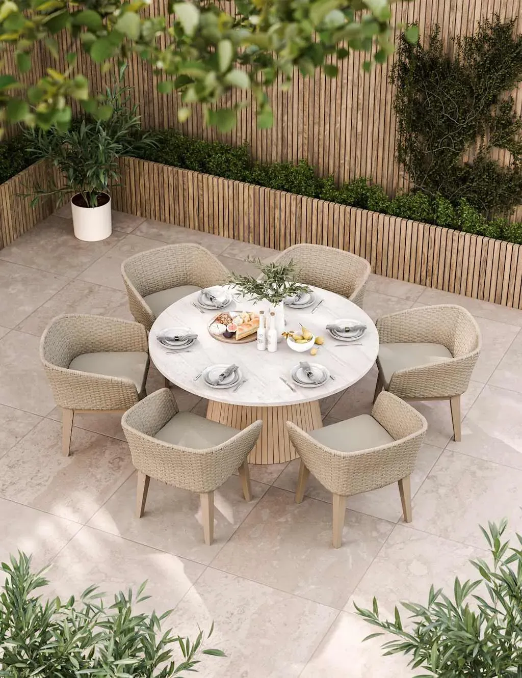 Saturn 6-Seater Round Outdoor Dining Set - Natural Mix product