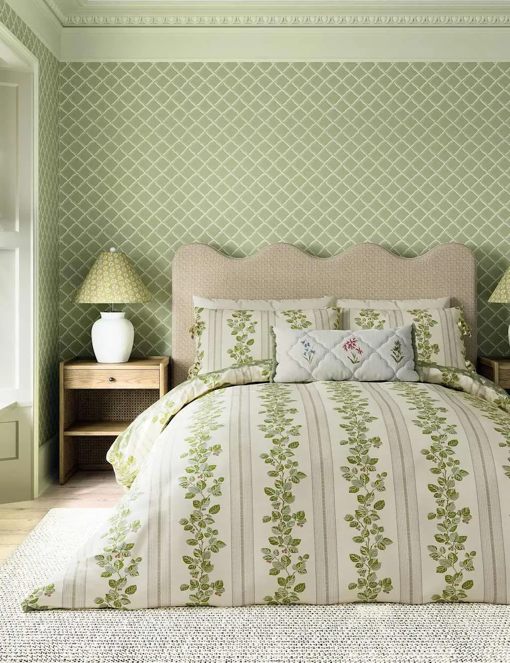 Cobnut Stripe Bedding Set - Green, Pure Cotton product