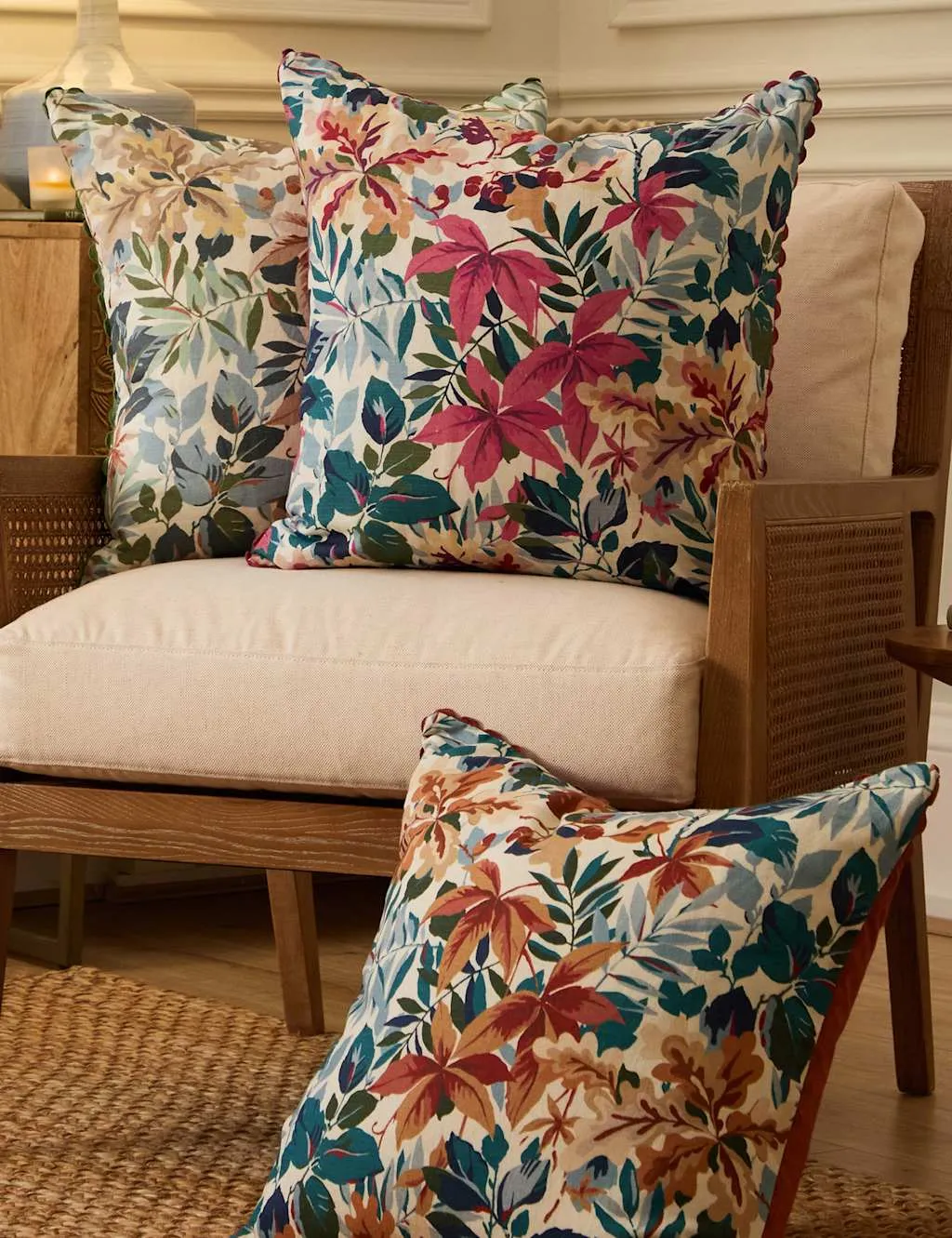 Robins Wood Leaf Printed Scatter Cushion - Brown Mix, Cotton product
