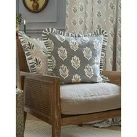 Sessile Leaf Ruffle Square Cushion - Blue Mix, Cotton alternate view