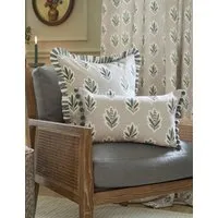 Sessile Leaf Striped Scatter Cushion with Pom Pom Trim - Natural Mix alternate view