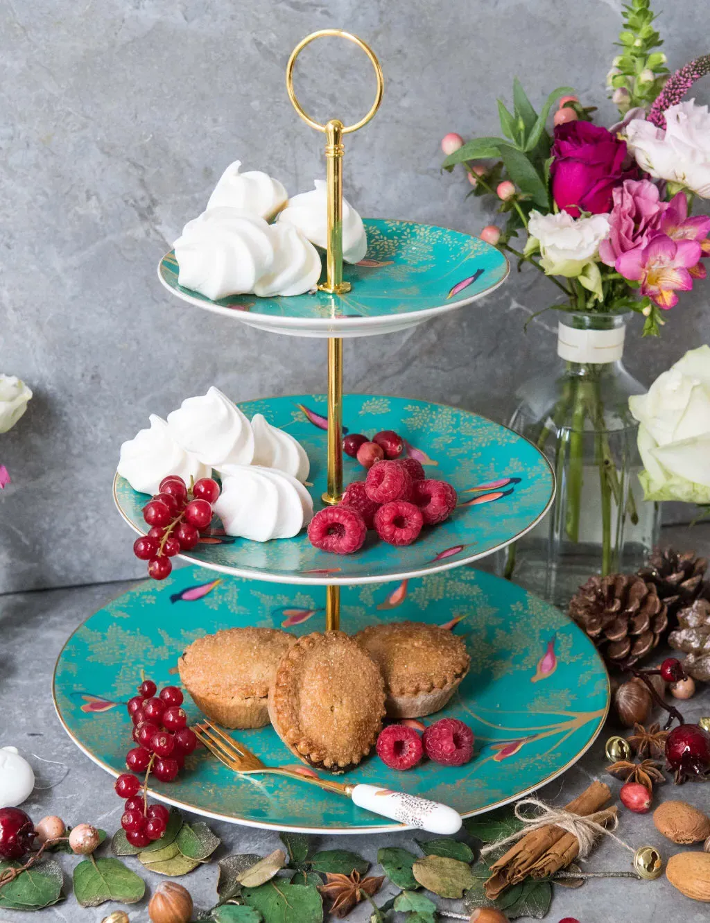 Chelsea Multi-Tier Cake Stand - Green, Fine China product