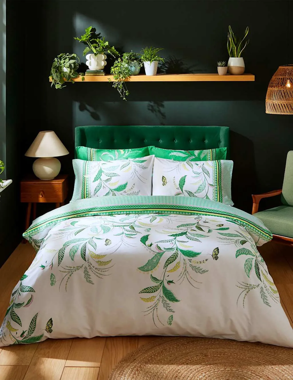 Fern Garden Reversible Bedding Set - Green Mix, Pure Cotton product