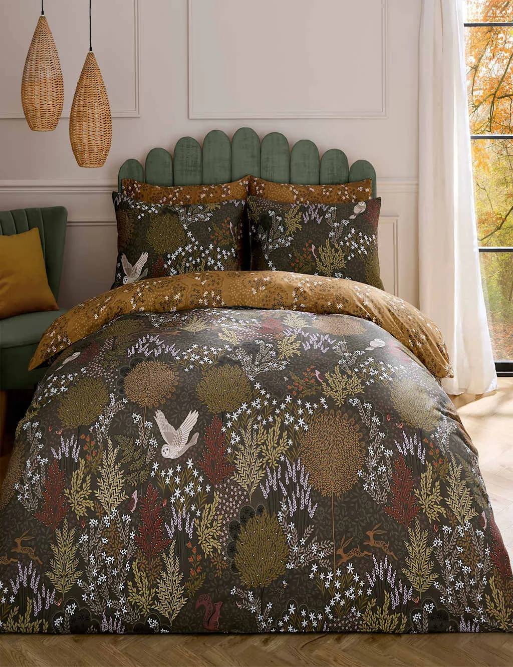 Owl Forest Cotton Sateen Bedding Set - Brown Mix product