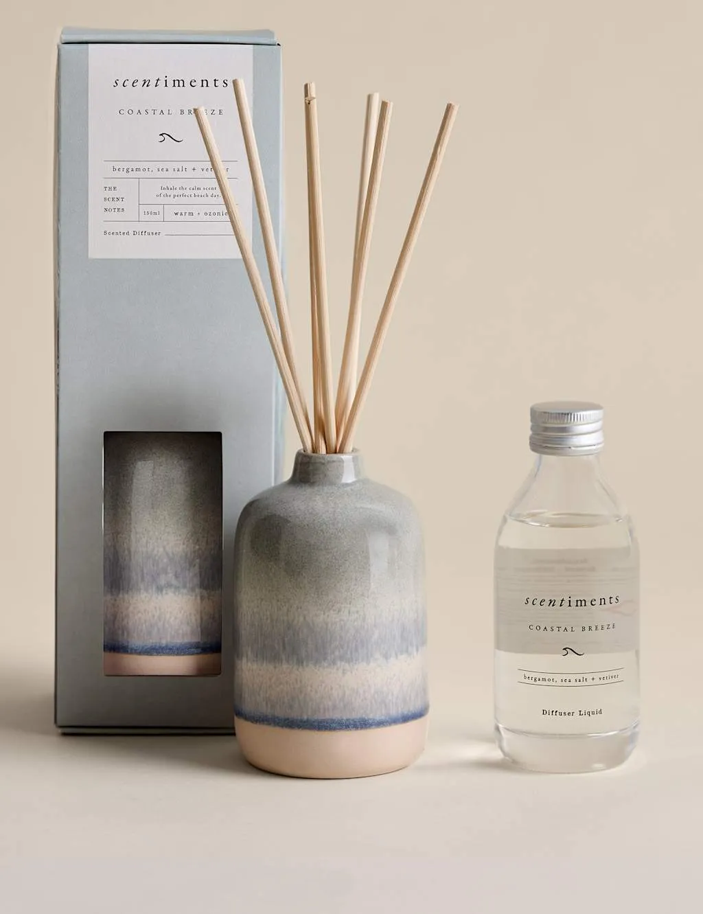 Coastal Breeze 150ml Reed Diffuser - Blue Mix, Ceramic product