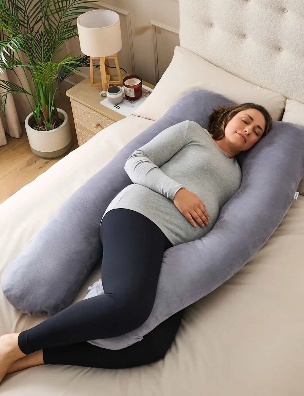 Body Support U-Shaped Pregnancy Pillow - Grey product