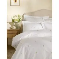 Embroidered Sunflower Bedding Set - White, Cotton alternate view