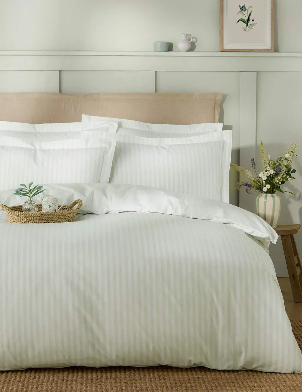 Uppingham Stripe Bedding Set - White Mix, Pure Cotton product