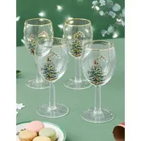Christmas Tree Set of 4 Wine Glasses - Multi alternate view