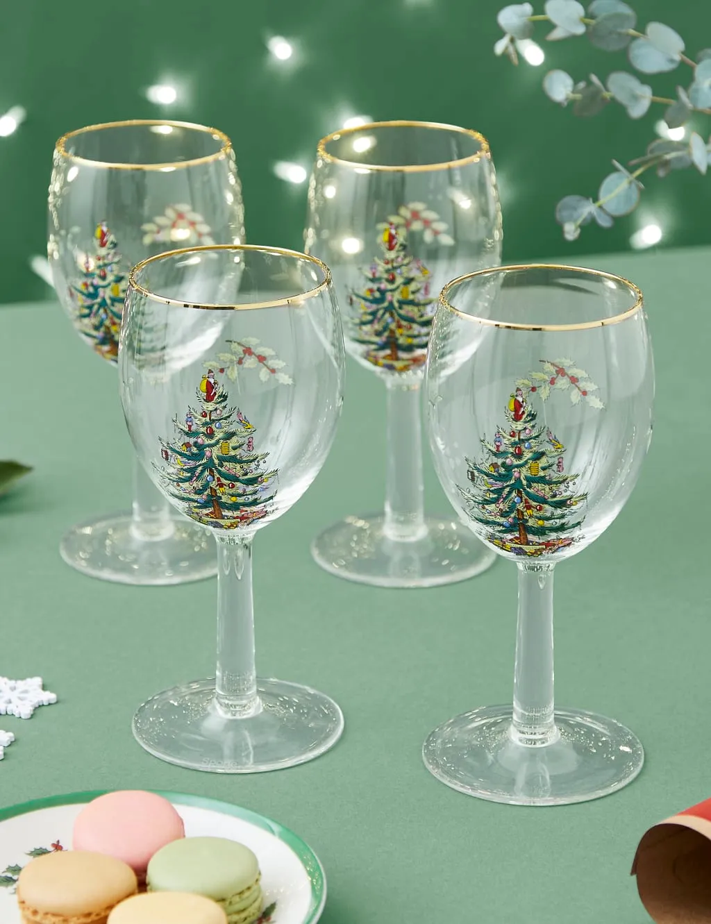 Christmas Tree Set of 4 Wine Glasses - Multi product