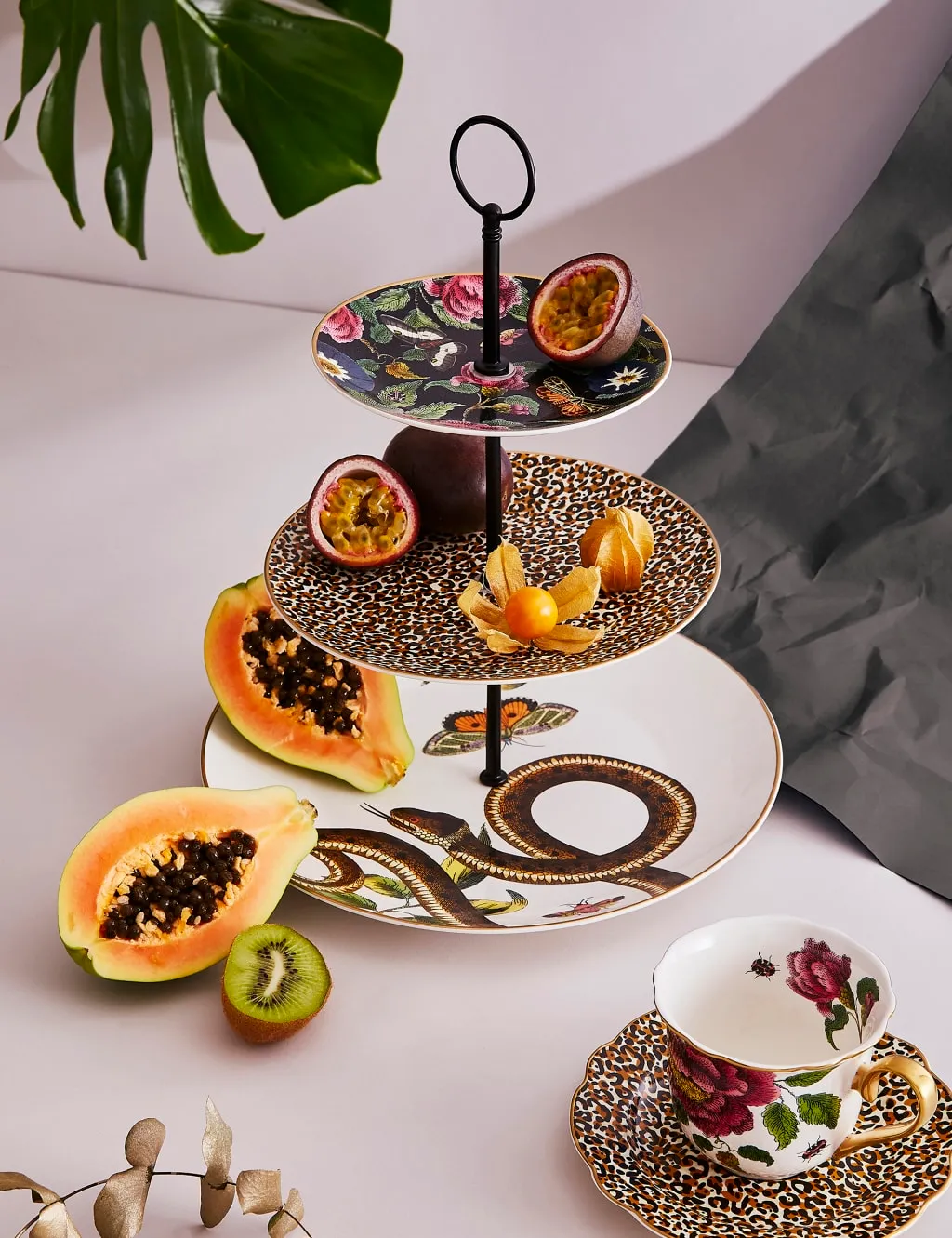 Creatures of Curiosity Three-Tier Cake Stand - Multi, Fine China product