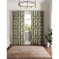 Opal Floral Lined Eyelet Curtains - Light Green, Cotton alternate view