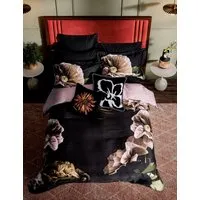 Pure Cotton Sateen Paper Floral Bedding Set - Navy alternate view
