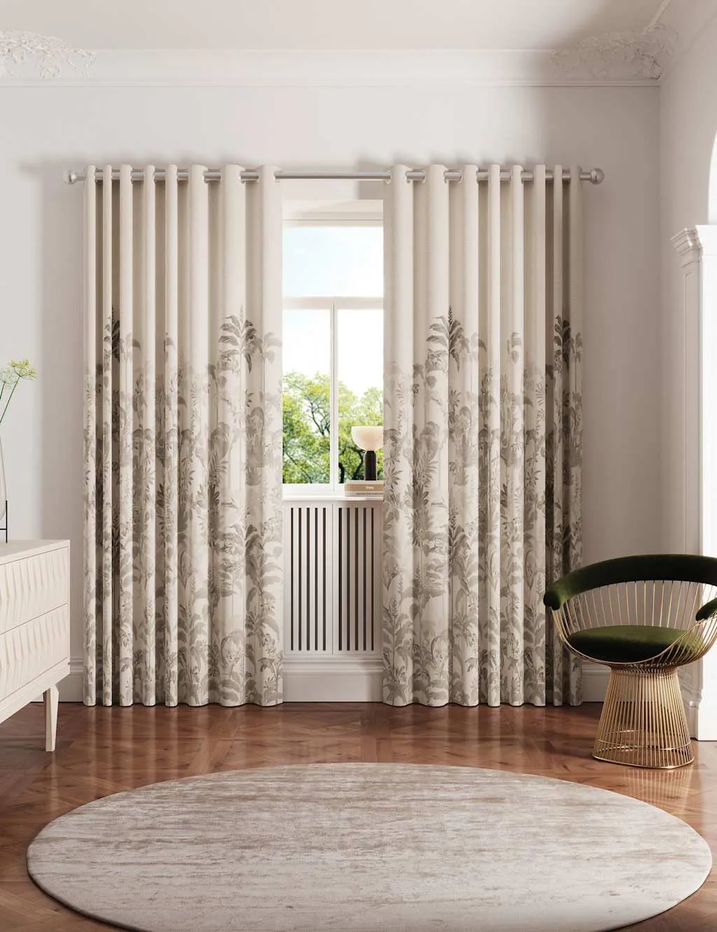 Rhapsody Lined Eyelet Curtains - Light Cream, Cotton product