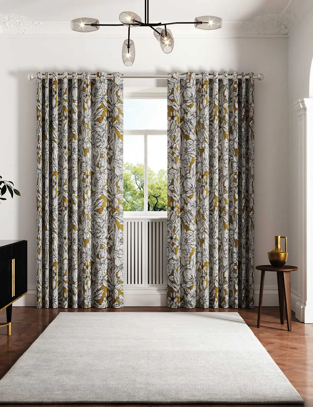 Vietnm Lined Eyelet Curtains - Gold, Cotton product
