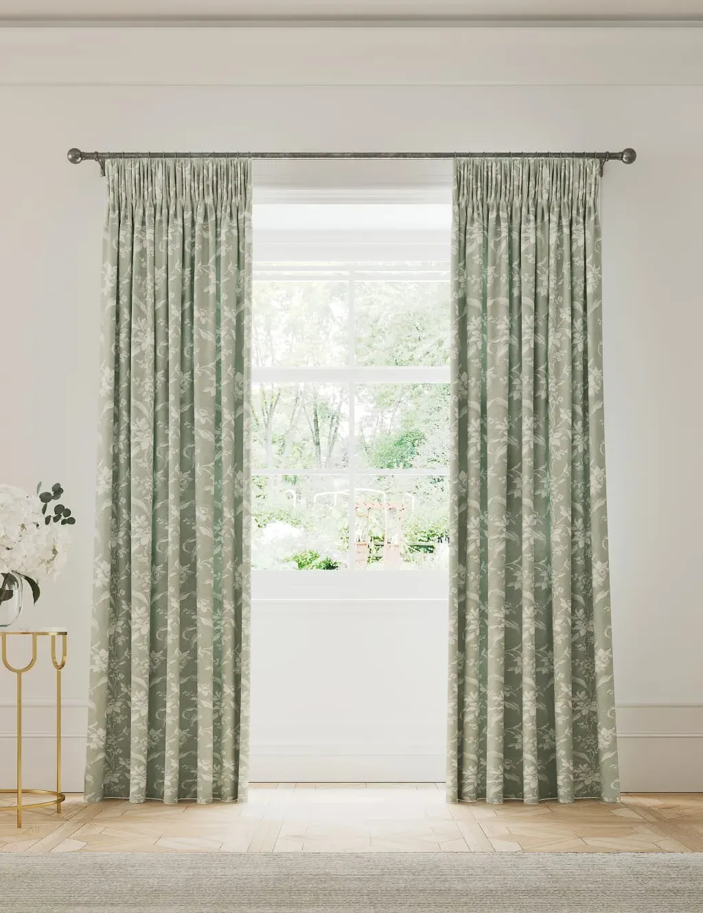 Daffodil Pencil Pleat Blackout Curtains - Green Mix, Cotton product