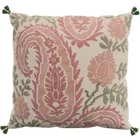 Kashmir Paisley Cotton Cushion - Dusky Rose alternate view
