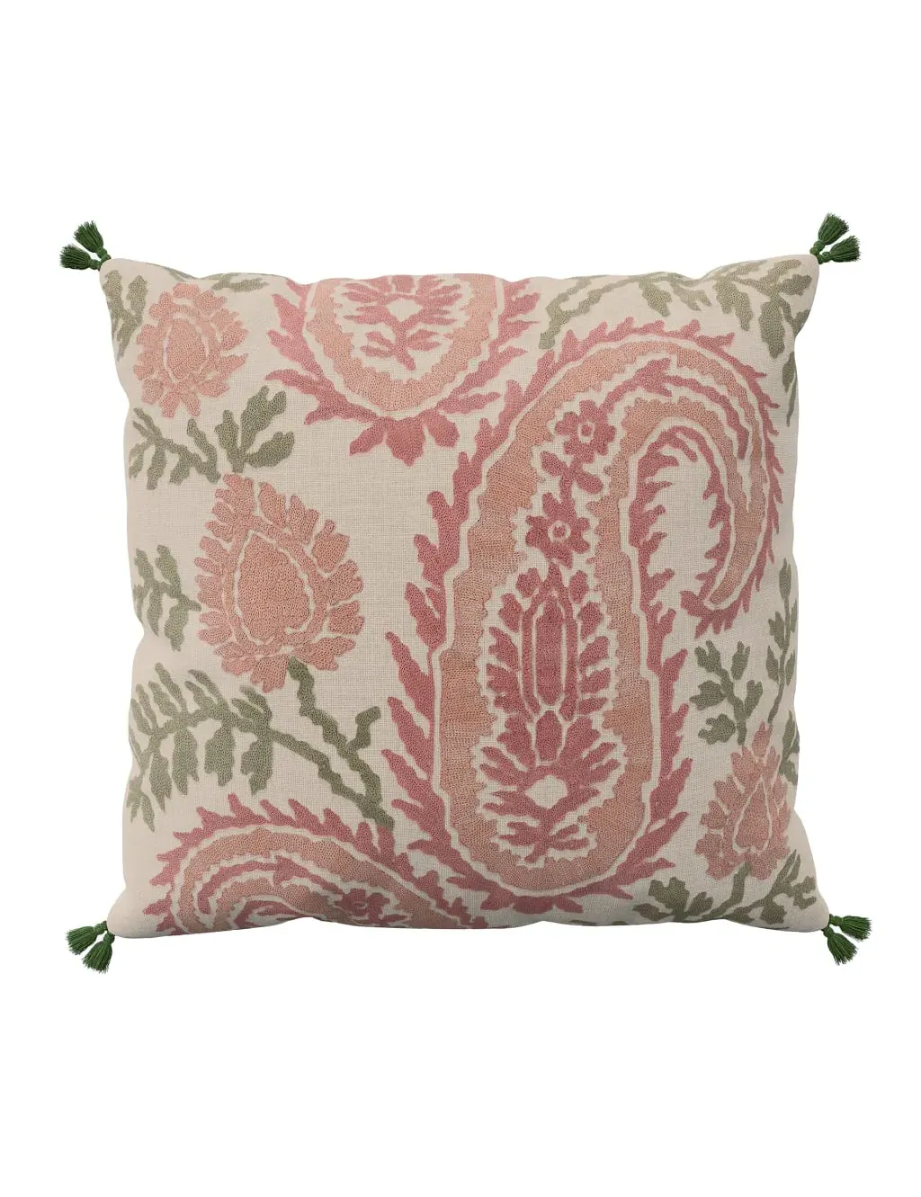 Kashmir Paisley Cotton Cushion - Dusky Rose product