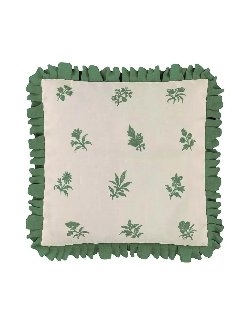 Verdant Bouquet Frill Square Cushion - Green Mix product