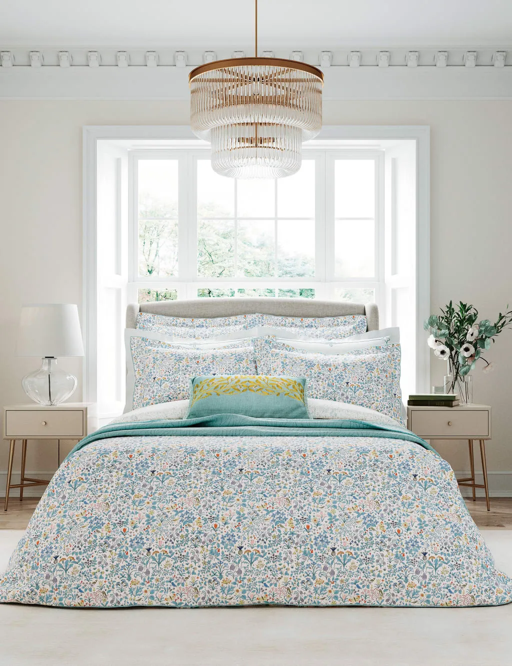Voysey Wildflower Duvet Cover - Aqua, Cotton Percale product