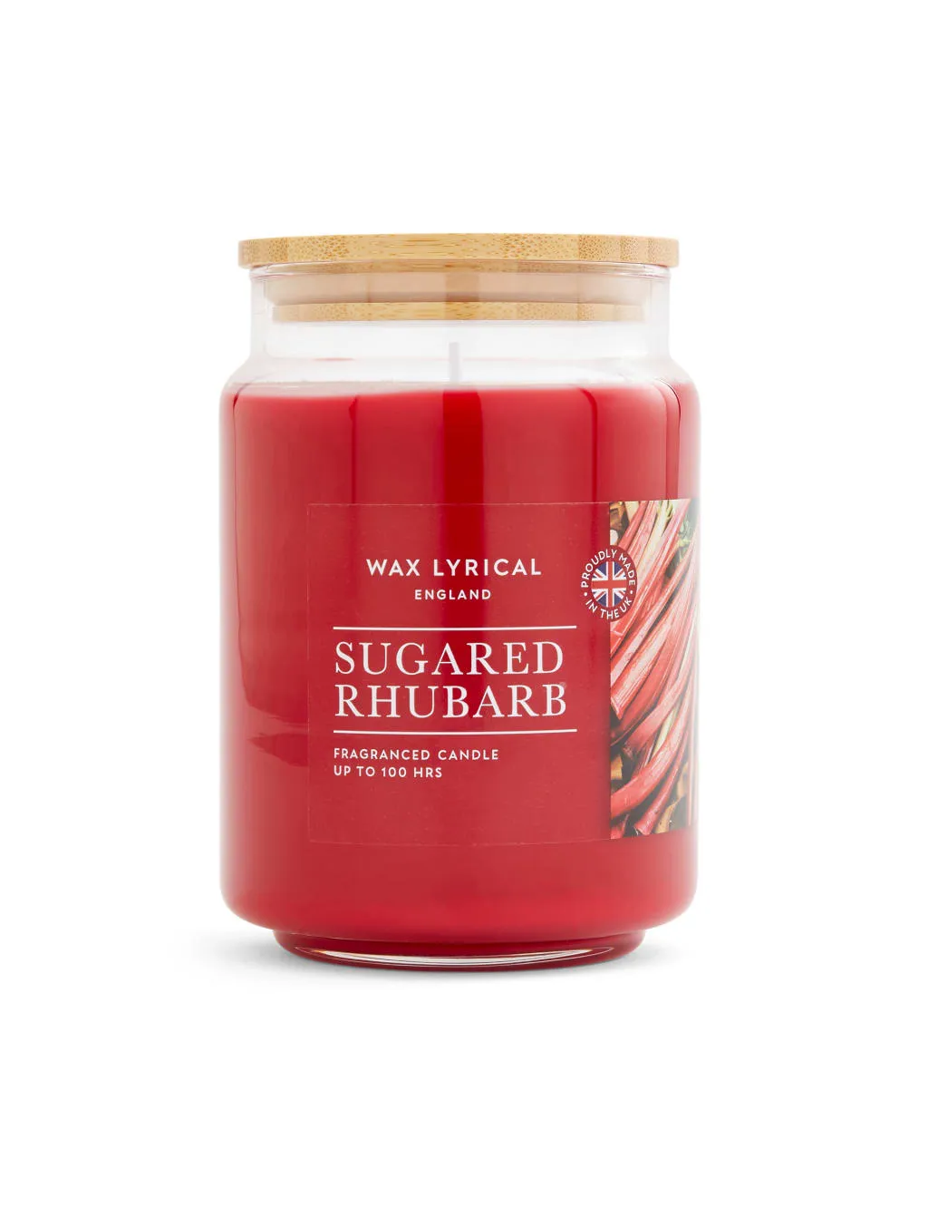 Sugared Rhubarb Jar Candle with Wooden Lid - Dark Red product