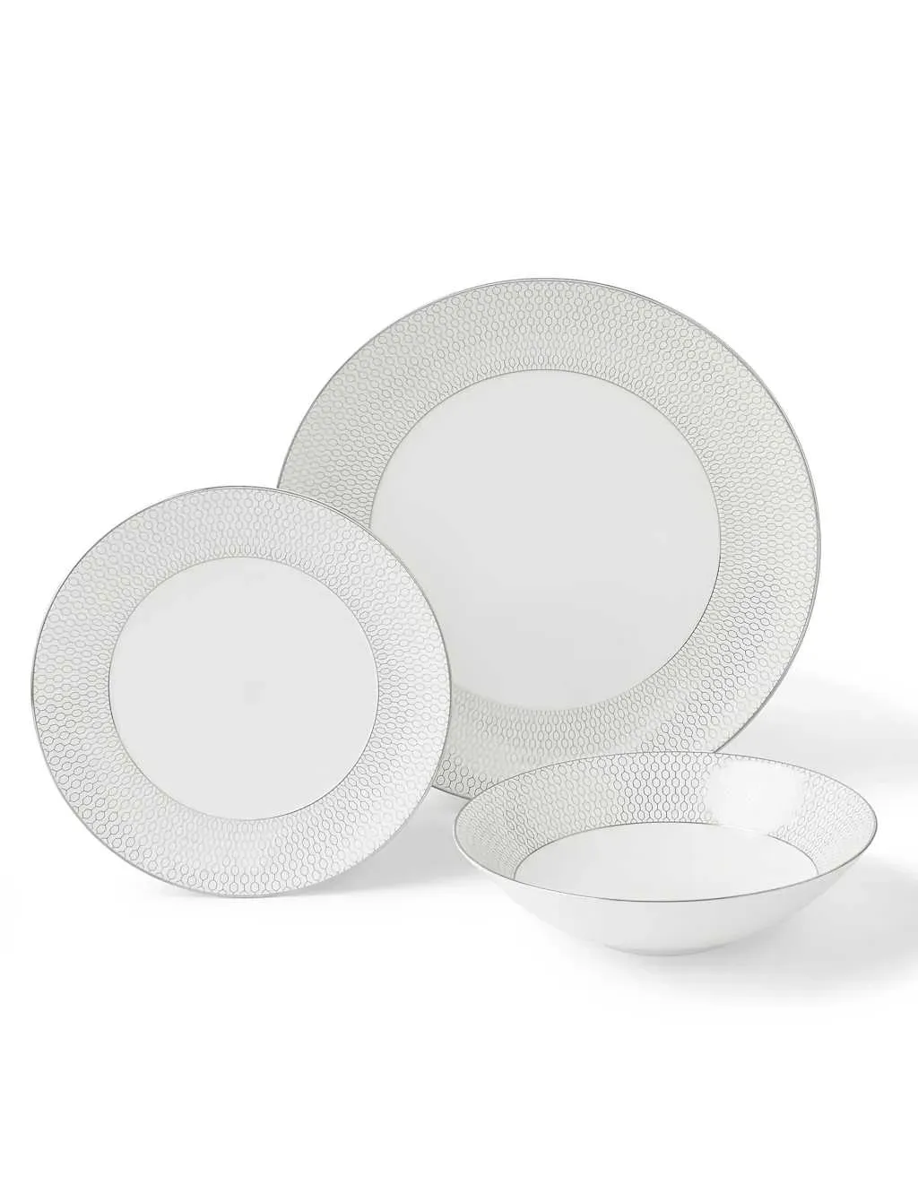 Gio Platinum 12 Piece Dinner Set - Silver, Fine China product